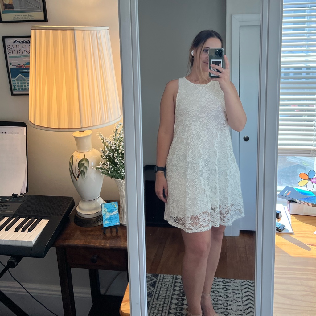 Ginger G White Lace Sleeveless A-Line Dress